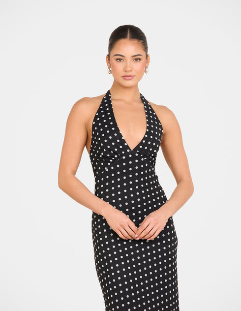 Octavia Dot Mesh Maxi Dress